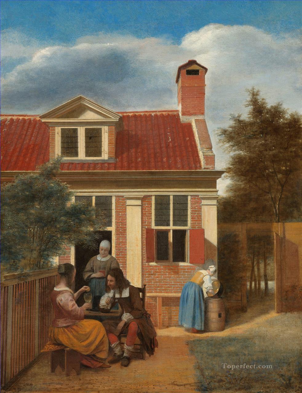 Village House genre Pieter de Hooch Oil Paintings